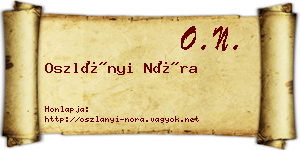 Oszlányi Nóra névjegykártya